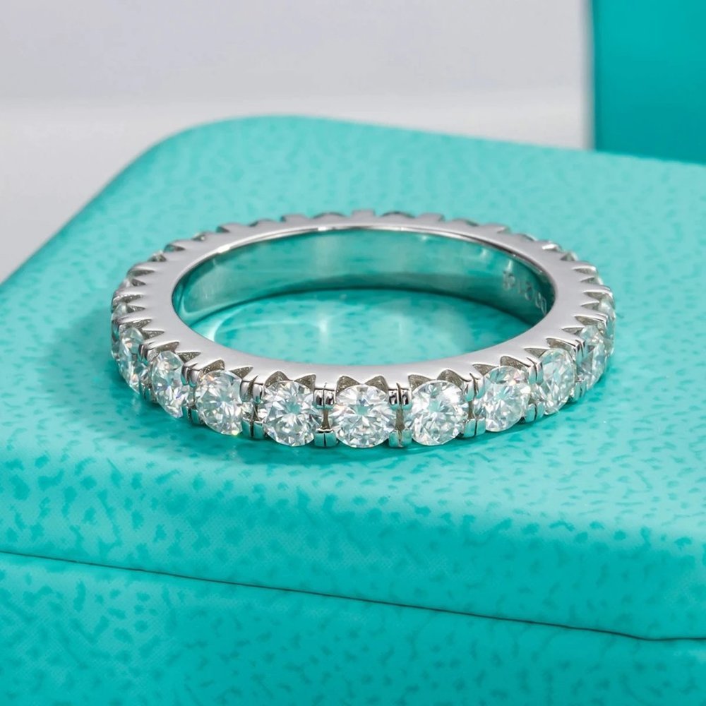 #Certified 2~3 ct. t.w. 3mm Moissanite Diamond Full Eternity Band Ring NEW - Picture 9 of 16